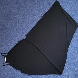 Stretchy thin waffle black dress